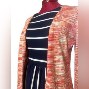 Women’s multi-colour fine knit cotton blend long sleeve maxi duster